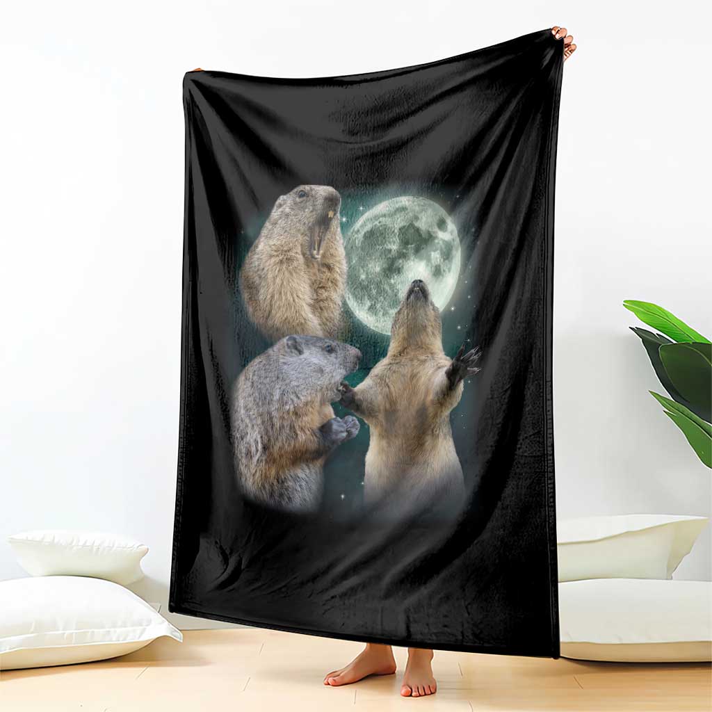 Funny Three Groundhog Moon Groundhog Day Meme Throw Blanket TS11 Print Your Wear