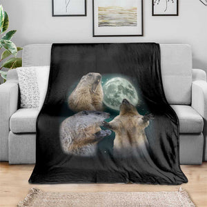 Funny Three Groundhog Moon Groundhog Day Meme Throw Blanket TS11 Print Your Wear