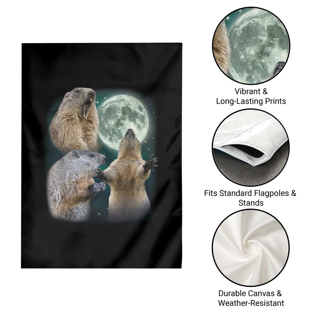 Funny Three Groundhog Moon Groundhog Day Meme Garden Flag TS11 Print Your Wear