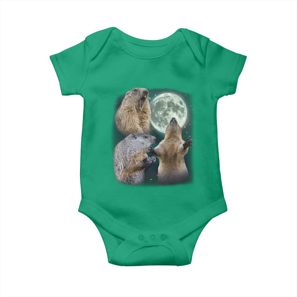 Funny Three Groundhog Moon Groundhog Day Meme Baby Onesie TS11 Irish Green Print Your Wear