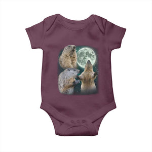 Funny Three Groundhog Moon Groundhog Day Meme Baby Onesie TS11 Maroon Print Your Wear