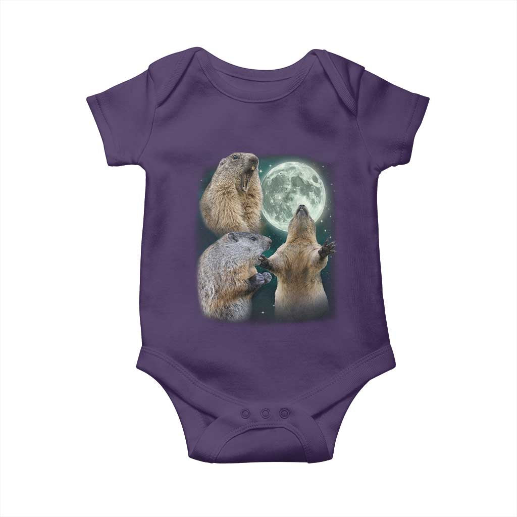 Funny Three Groundhog Moon Groundhog Day Meme Baby Onesie TS11 Purple Print Your Wear