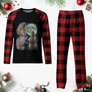 Funny Three Groundhog Moon Groundhog Day Meme Plaid Pajama Set TS11 Buffalo Plaid Print Your Wear