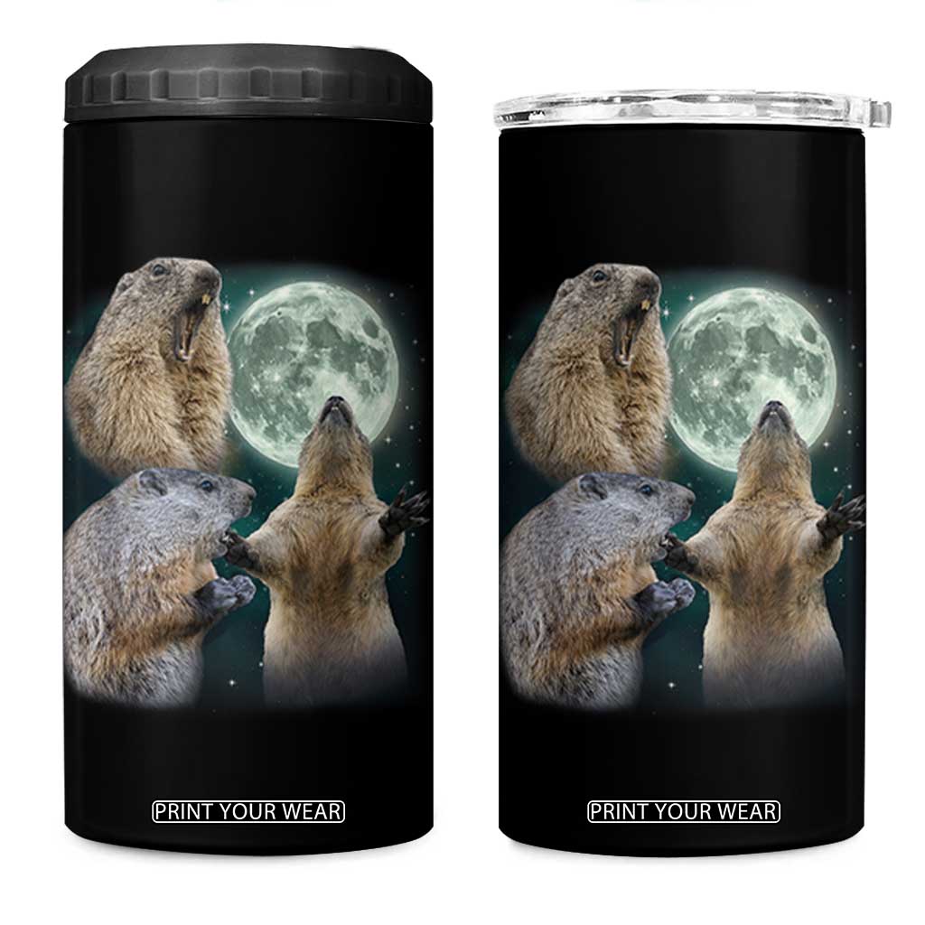 Funny Three Groundhog Moon Groundhog Day Meme 4 in 1 Can Cooler Tumbler TS11 One Size: 16 oz Black Print Your Wear