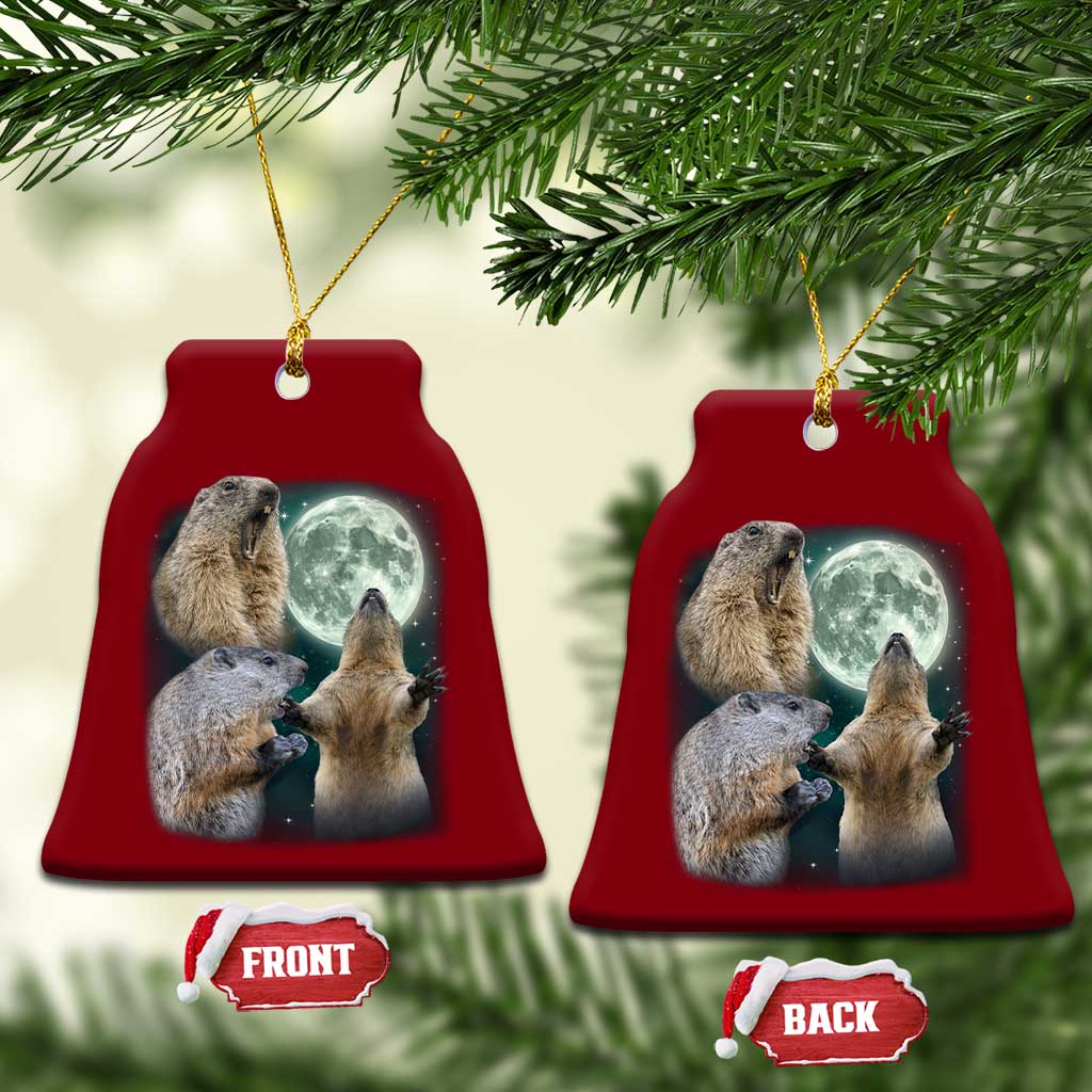 Funny Three Groundhog Moon Groundhog Day Meme Ceramic Ornament TS11 Print Your Wear