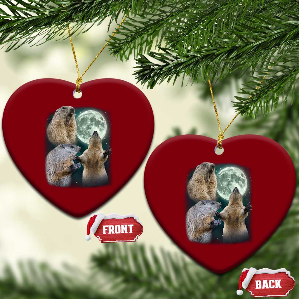 Funny Three Groundhog Moon Groundhog Day Meme Ceramic Ornament TS11 Print Your Wear
