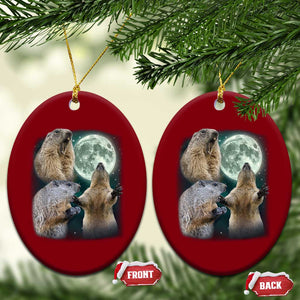 Funny Three Groundhog Moon Groundhog Day Meme Ceramic Ornament TS11 Print Your Wear