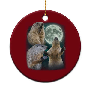 Funny Three Groundhog Moon Groundhog Day Meme Ceramic Ornament TS11 1pc Red Print Your Wear