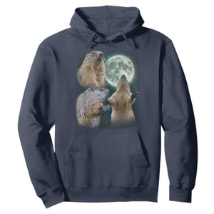 Funny Three Groundhog Moon Groundhog Day Meme Hoodie TS11 Navy Print Your Wear