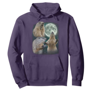 Funny Three Groundhog Moon Groundhog Day Meme Hoodie TS11 Purple Print Your Wear