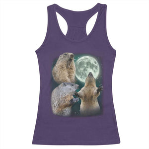 Funny Three Groundhog Moon Groundhog Day Meme Racerback Tank Top TS11 Purple Print Your Wear