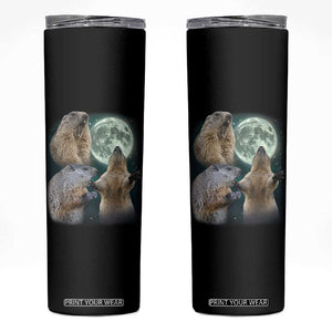 Funny Three Groundhog Moon Groundhog Day Meme Skinny Tumbler TS11 Black Print Your Wear