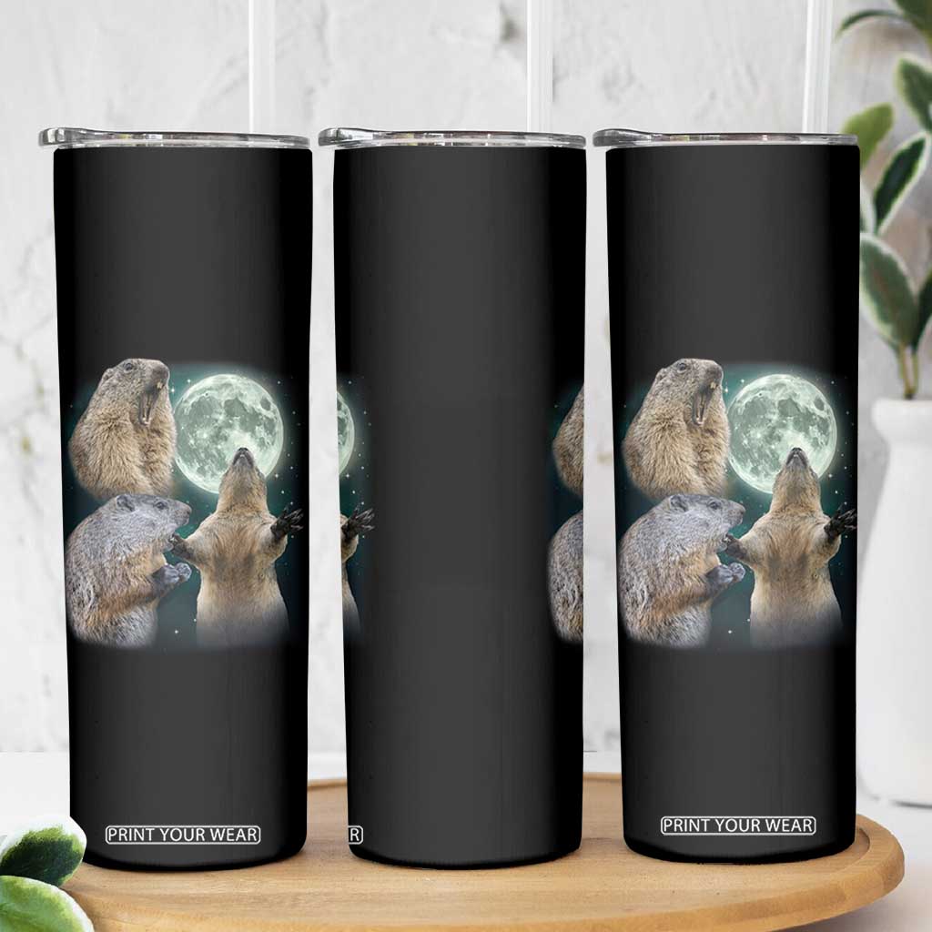 Funny Three Groundhog Moon Groundhog Day Meme Skinny Tumbler TS11 Print Your Wear