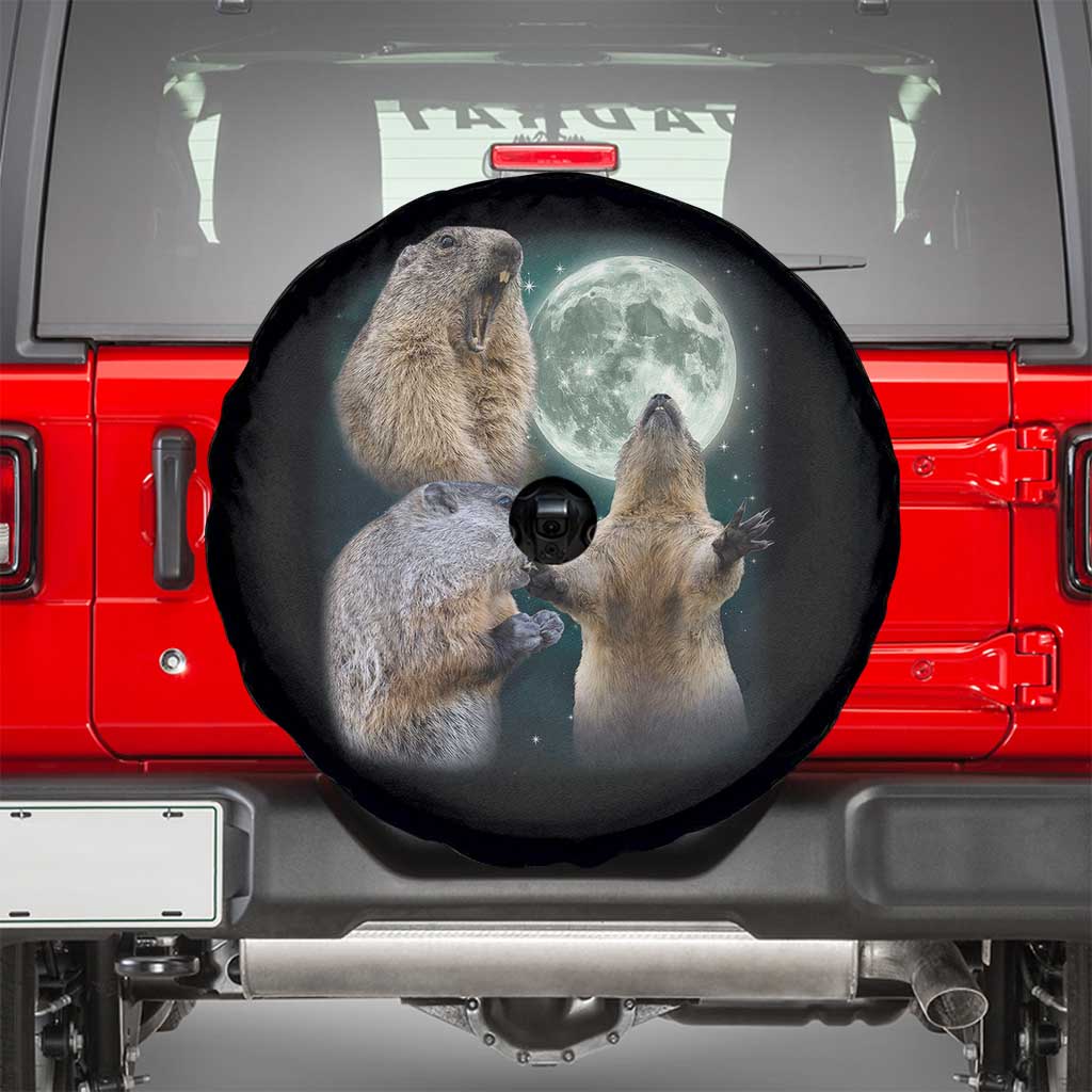 Funny Three Groundhog Moon Groundhog Day Meme Spare Tire Cover TS11 Black Print Your Wear