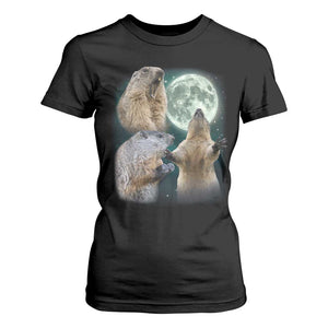 Funny Three Groundhog Moon Groundhog Day Meme T Shirt For Women TS11 Black Print Your Wear