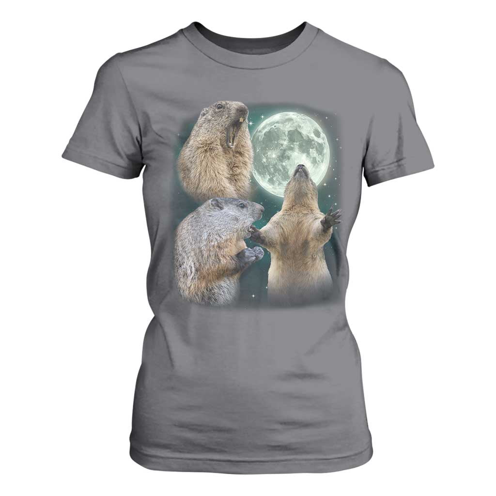 Funny Three Groundhog Moon Groundhog Day Meme T Shirt For Women TS11 Charcoal Print Your Wear