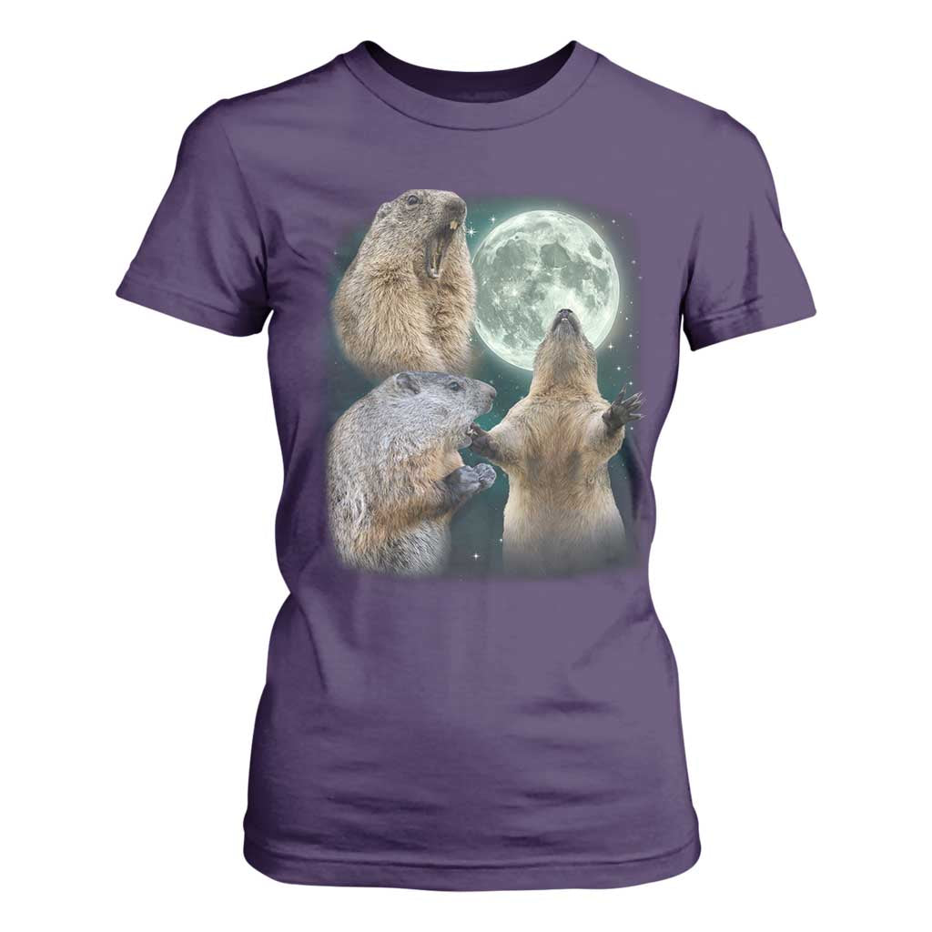 Funny Three Groundhog Moon Groundhog Day Meme T Shirt For Women TS11 Purple Print Your Wear