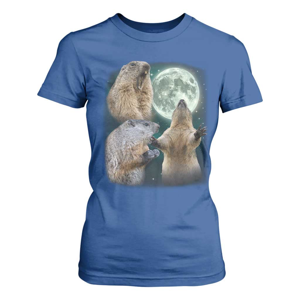 Funny Three Groundhog Moon Groundhog Day Meme T Shirt For Women TS11 Royal Blue Print Your Wear