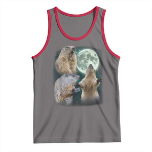 Funny Three Groundhog Moon Groundhog Day Meme Tank Top TS11 Deep Heather Red Print Your Wear