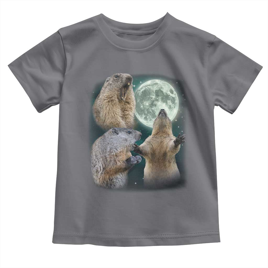 Funny Three Groundhog Moon Toddler T Shirt - Groundhog Day Meme Kids Tee TS11 Charcoal Print Your Wear