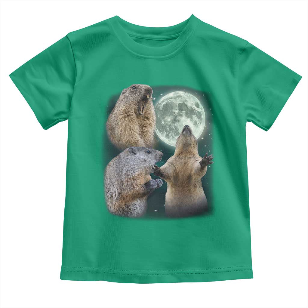 Funny Three Groundhog Moon Toddler T Shirt - Groundhog Day Meme Kids Tee TS11 Irish Green Print Your Wear