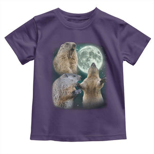Funny Three Groundhog Moon Toddler T Shirt - Groundhog Day Meme Kids Tee TS11 Purple Print Your Wear