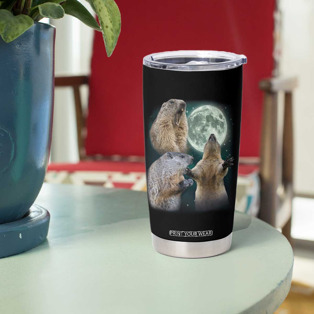 Funny Three Groundhog Moon Groundhog Day Meme Tumbler Cup TS11 Print Your Wear