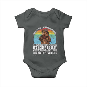 Funny Groundhog Day Baby Onesie I Will Give You A Winter Prediction Woodchuck Movie TS11 Dark Heather Print Your Wear