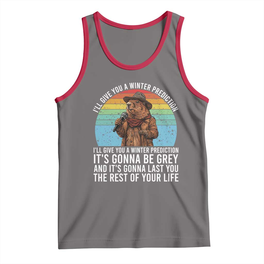 Funny Groundhog Day Tank Top I Will Give You A Winter Prediction Woodchuck Movie TS11 Deep Heather Red Print Your Wear
