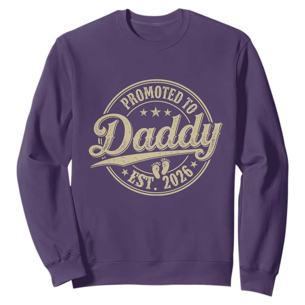 Funny New Dad 2026 Sweatshirt Promoted To Daddy Est 2026 TS11 Purple Print Your Wear