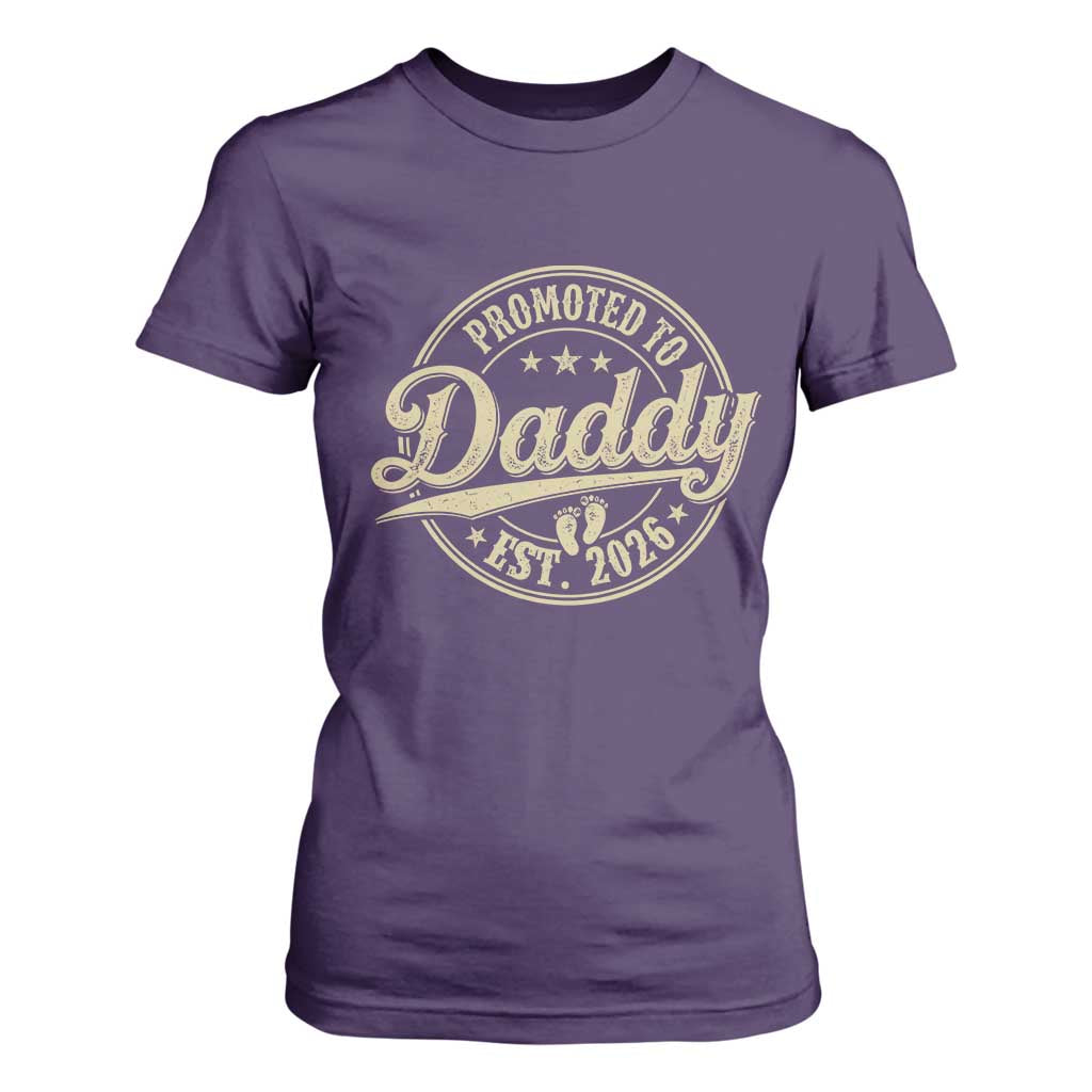 Funny New Dad 2026 T Shirt For Women Promoted To Daddy Est 2026 TS11 Purple Print Your Wear