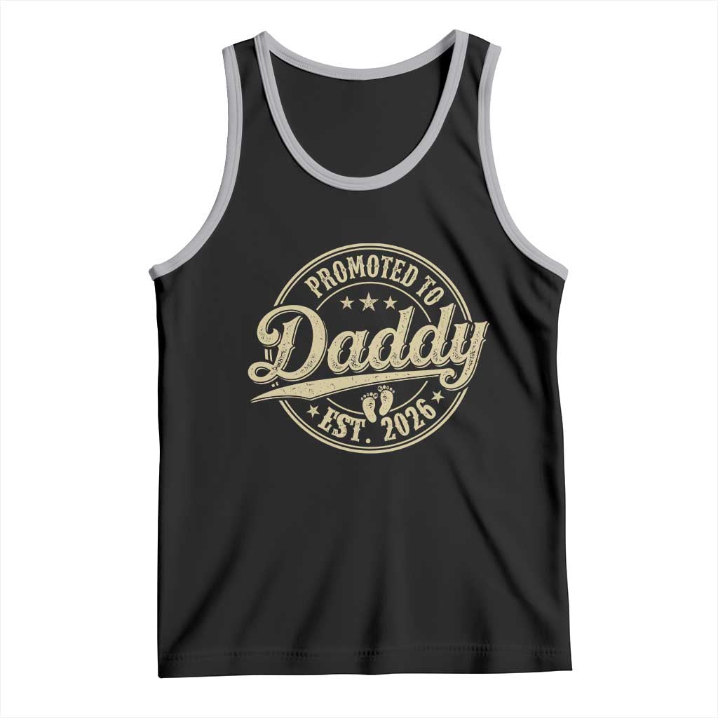 Funny New Dad 2026 Tank Top Promoted To Daddy Est 2026 TS11 Black Athletic Heather Print Your Wear