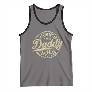 Funny New Dad 2026 Tank Top Promoted To Daddy Est 2026 TS11 Deep Heather Black Print Your Wear