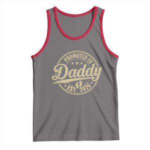 Funny New Dad 2026 Tank Top Promoted To Daddy Est 2026 TS11 Deep Heather Red Print Your Wear