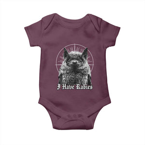 I Have Rabies Bat Baby Onesie - Funny Meme Quotes Gothic Humor Baby Bodysuit TS11 Maroon Print Your Wear