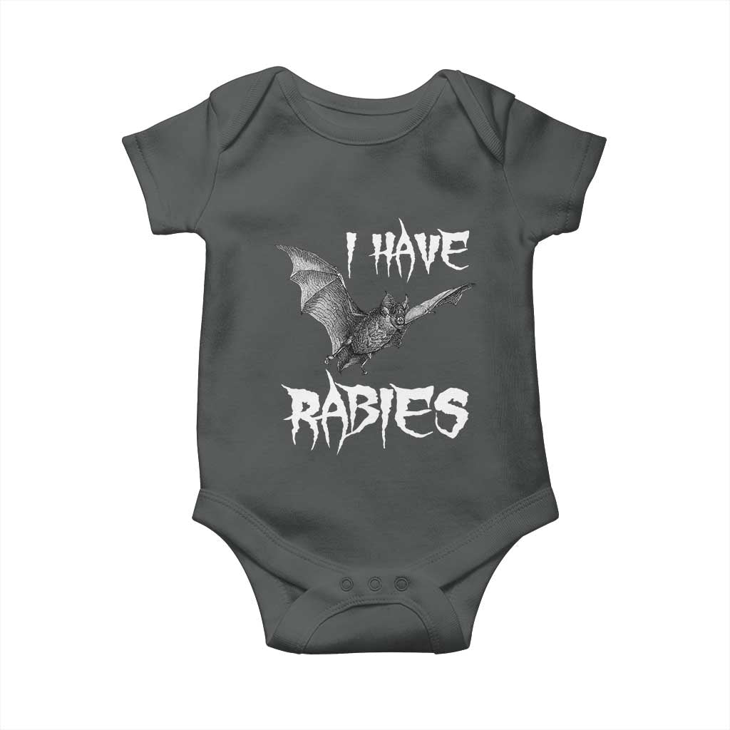 I Have Rabies Bat Baby Onesie Funny Meme Quotes TS11 Dark Heather Print Your Wear