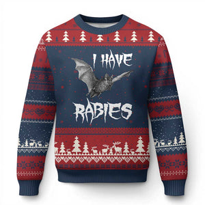 I Have Rabies Bat Ugly Christmas Sweater Funny Meme Quotes TS11 Navy Red Print Your Wear