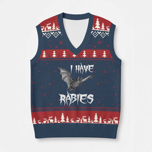 I Have Rabies Bat V-Neck Knit Sweater Vest Funny Meme Quotes TS11 Navy Red Print Your Wear