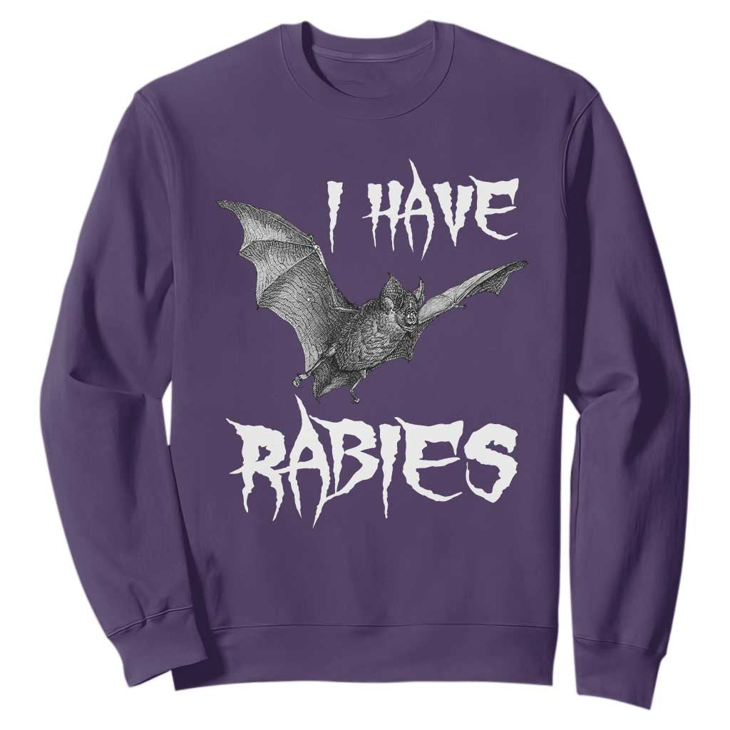 I Have Rabies Bat Sweatshirt Funny Meme Quotes TS11 Purple Print Your Wear