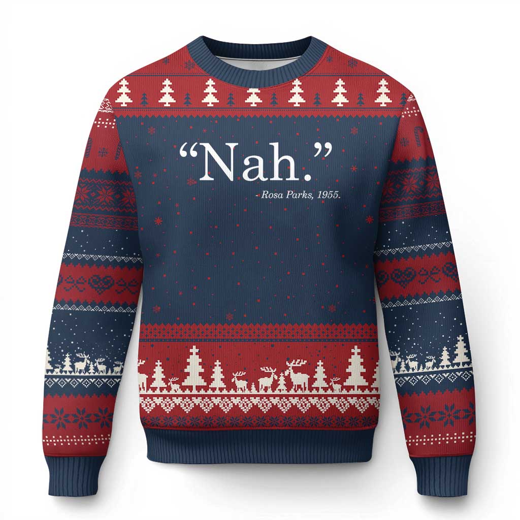 Rosa Parks Quote Ugly Christmas Sweater Nah 1955 Black Movement Protest TS11 Navy Red Print Your Wear