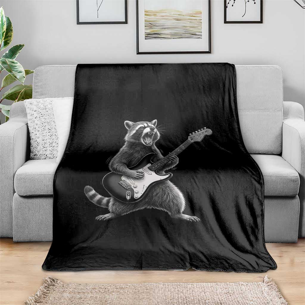 Funny Raccoon Playing Guitar Rock and Roll Throw Blanket TS11 Print Your Wear