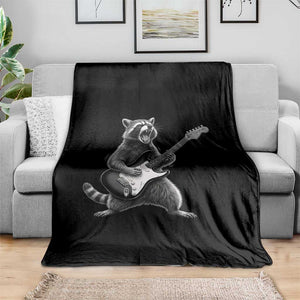 Funny Raccoon Playing Guitar Rock and Roll Throw Blanket TS11 Print Your Wear
