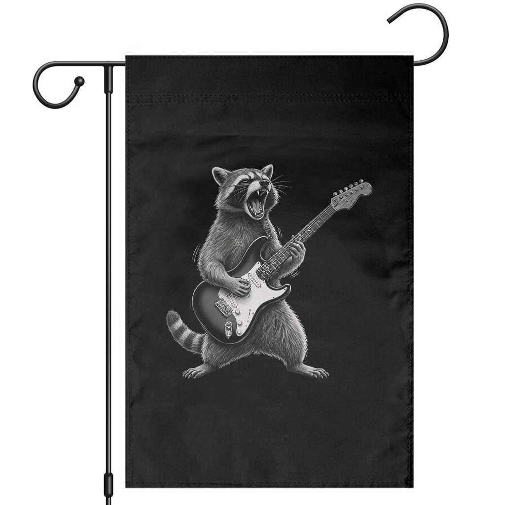 Funny Raccoon Playing Guitar Rock and Roll Garden Flag TS11 Black Print Your Wear