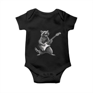 Funny Raccoon Playing Guitar Rock and Roll Baby Onesie TS11 Black Print Your Wear