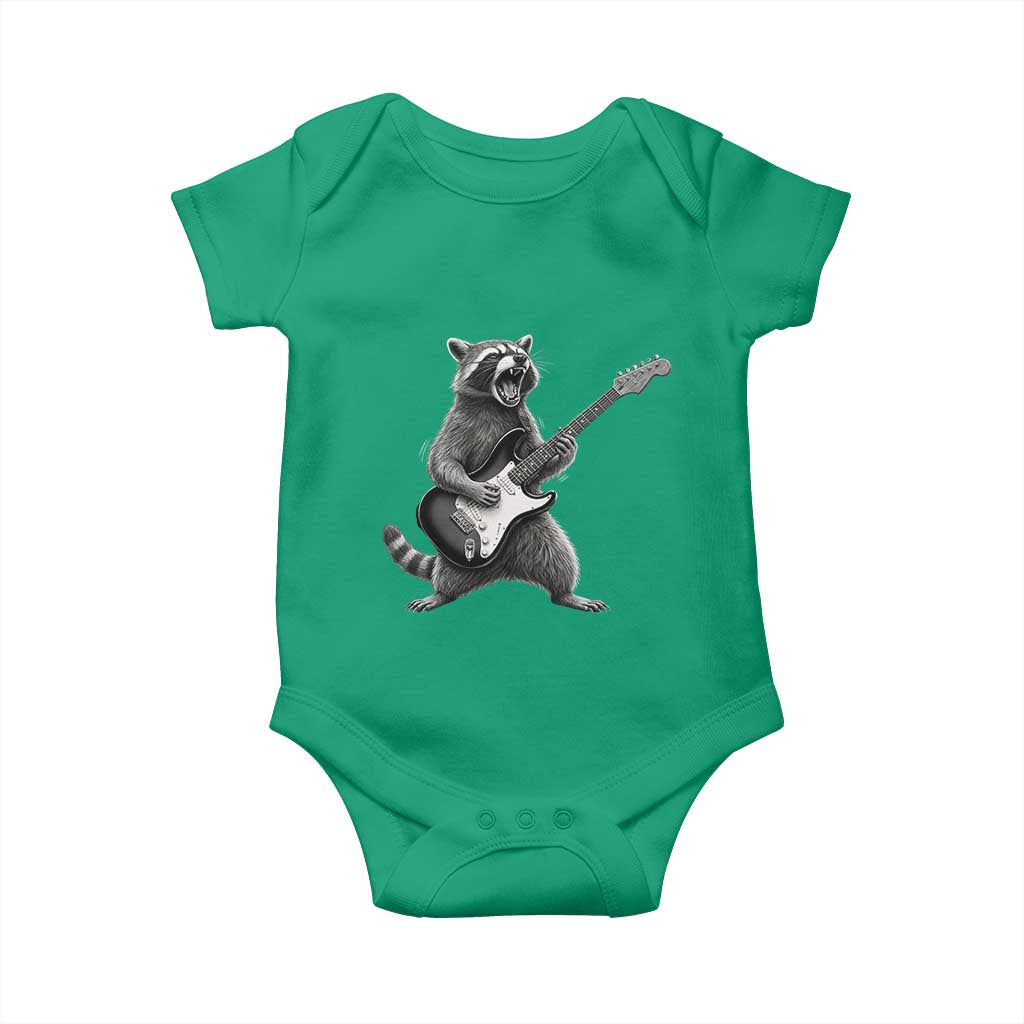 Funny Raccoon Playing Guitar Rock and Roll Baby Onesie TS11 Irish Green Print Your Wear