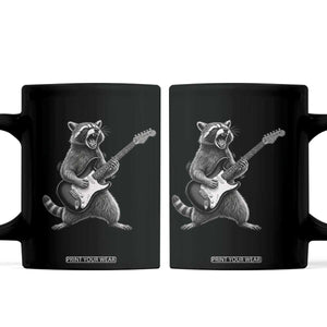 Funny Raccoon Playing Guitar Rock and Roll Coffee Mug TS11 Black Print Your Wear