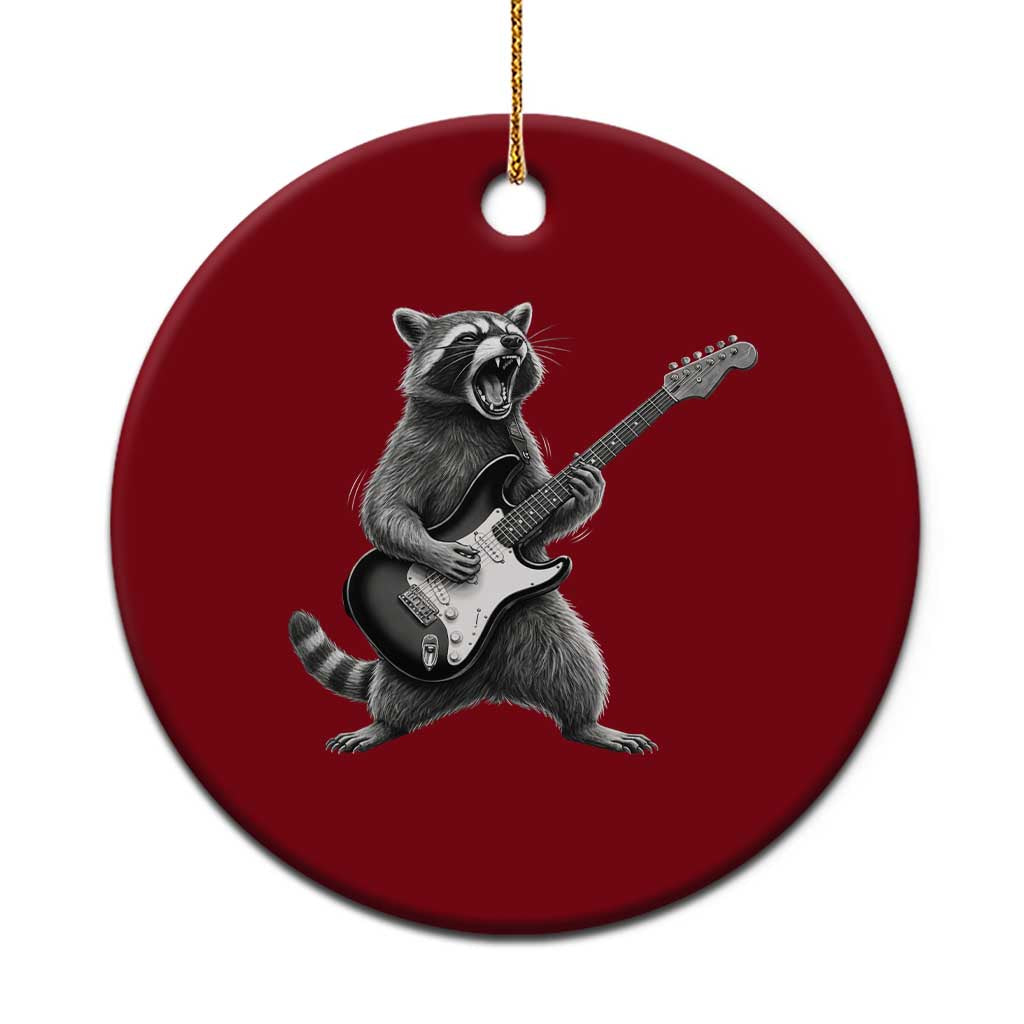 Funny Raccoon Playing Guitar Rock and Roll Ceramic Ornament TS11 1pc Red Print Your Wear