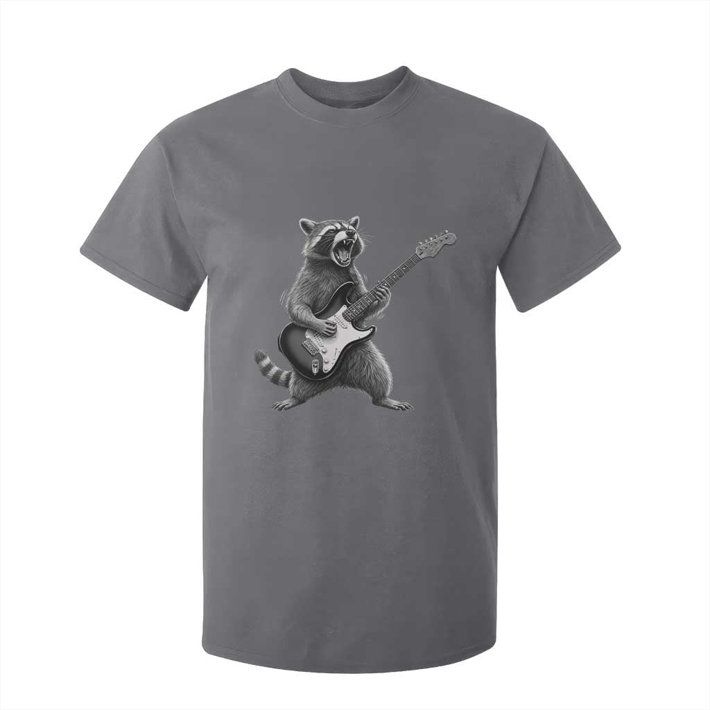 Funny Raccoon Playing Guitar Rock and Roll T Shirt For Kid TS11 Charcoal Print Your Wear