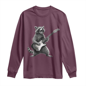 Funny Raccoon Playing Guitar Rock and Roll Long Sleeve Shirt TS11 Maroon Print Your Wear
