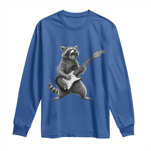 Funny Raccoon Playing Guitar Rock and Roll Long Sleeve Shirt TS11 Royal Blue Print Your Wear